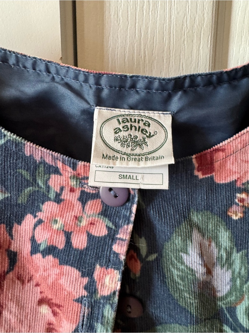Vintage Laura Ashley jumpsuit floral corduroy blue floral size small - Picture 8 of 11